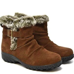 KHOMBU Lindsey Leather Faux Fur Ankle Boot Zip 9